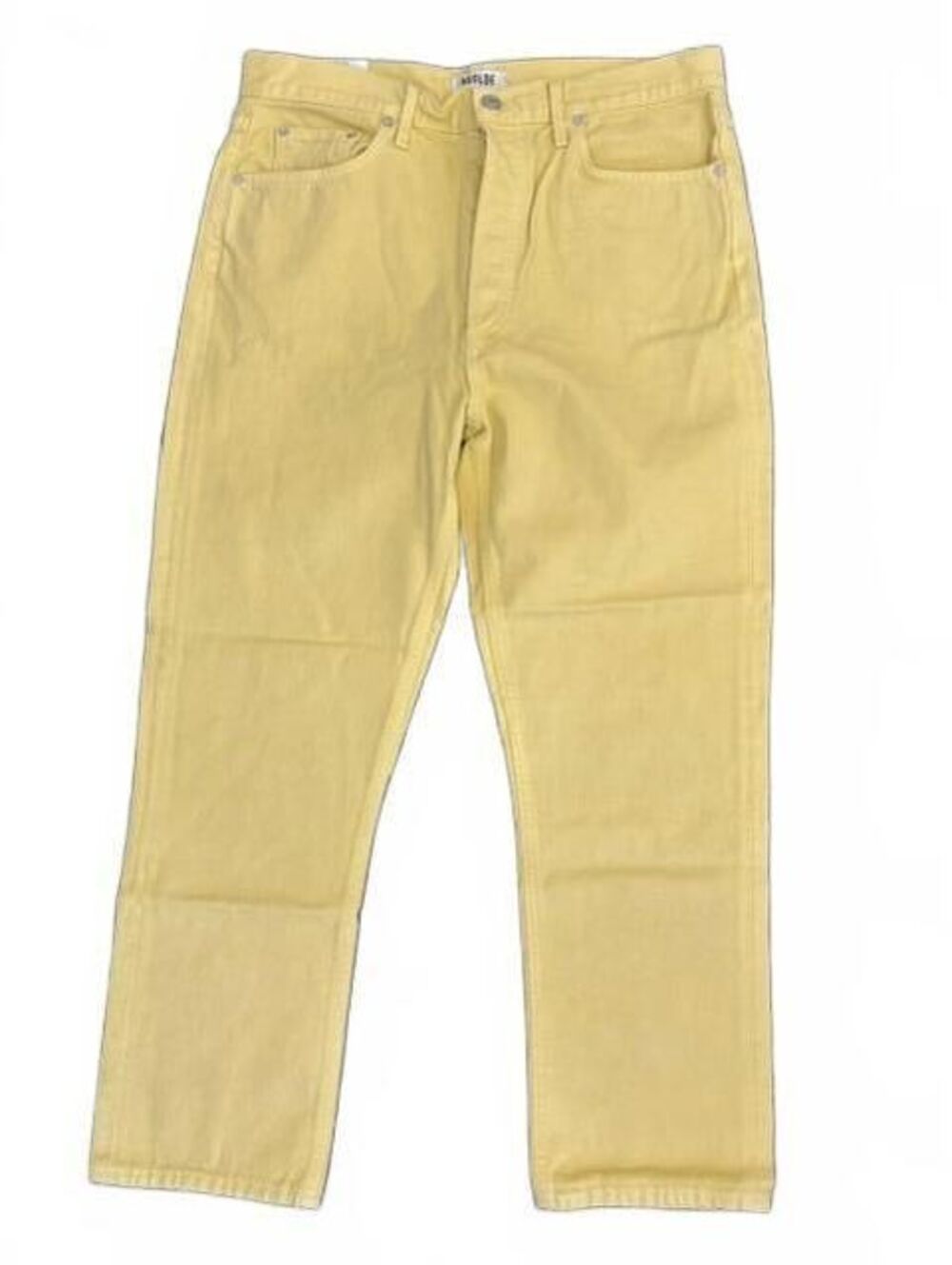 NWT NEW AGOLDE Riley High Rise Straight Crop Jeans Yellow Lemon 32